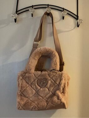Juicy couture Plush Quilted Faux Fur Handbag - Taupe